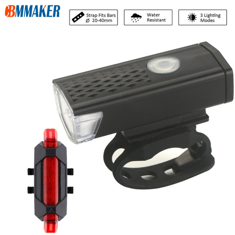 Bike Light USB LED Rechargeable  Bicycle Light Set Mountain Cycle Front And 3 Color Back Headlight Lamp Flashlight ► Photo 1/6