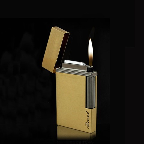 Metal Lighters Ultra-thin Portable Gas Lighter Inflatable Windproof Lighter Open Flame Grinding Wheel Cigarette Lighter ► Photo 1/4