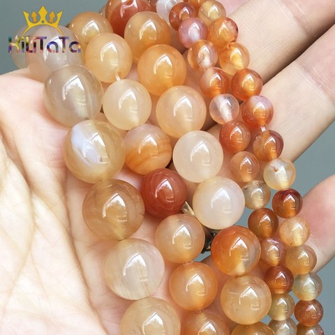 Orange Red Carnelian Agates Round Beads Smooth Beads For Jewelry Making DIY Bracelet Earrings Accessories 15'' 4/6/8/10/12mm ► Photo 1/6