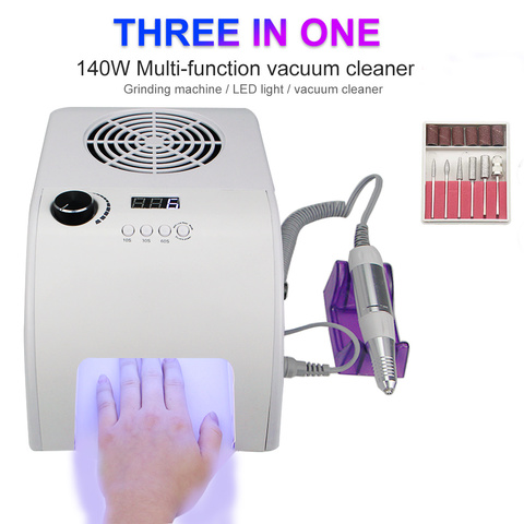 3in1 Multifunction Manicure Machine Fast Drying UV LED Nail Lamp Adjustable Speed 20W 35000RM Nail Drill Vacuum Dust Collector ► Photo 1/6