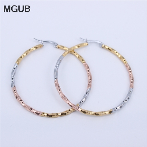 3 Sizes Big Circles Hoop Earrings For Women Statement three colors Round Circle Loop Earring Party Gift Hot Sale LH731 ► Photo 1/6