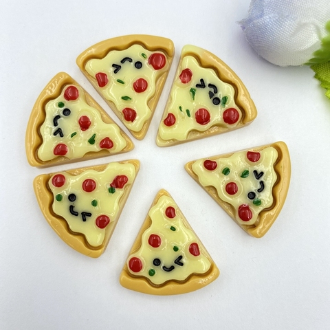 10pcs Hand-painted resin imitation Mini Pizza Flat back  Miniature pattern applique  DIY Wedding scrapbook craft ► Photo 1/3