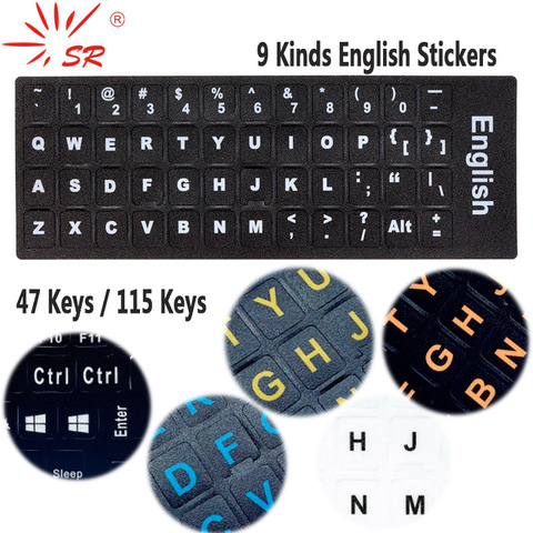 SR English Language 13 Kinds Standard Waterproof Keyboard Stickers 47 115 Layout Button Letters For Computer Laptop Accessories ► Photo 1/6