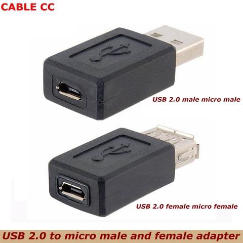 Wholesale black USB 2.0 Type A female to micro USB B female adapter plug converter USB 2.0 to micro USB connector good quality ► Photo 1/3