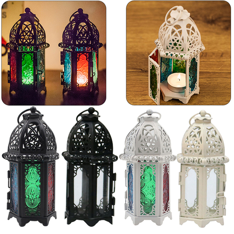 Brand New European Candlestick Vintage Hanging Candle Holder Moroccan Glass Candle Lantern Wedding Home Decor ► Photo 1/6