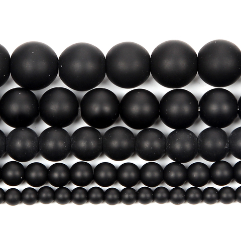 Natural Stone Frosted Black Stone Round Loose Beads For Jewelry Making Finding DIY Bracelets Necklace Accessories 4/6/8/10/12MM ► Photo 1/6
