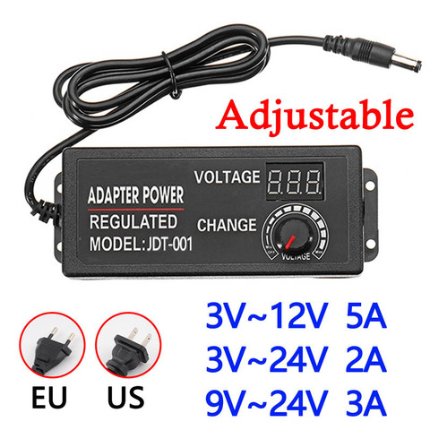 AC to DC 3V-12V 3V-24V 9V-24V Adjustable Power Adapter Universal Power Supply Adaptors With Display Screen of Voltage Regulated ► Photo 1/6