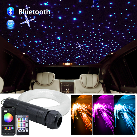 Dc12v 6w Rgb Car Roof Star Lights Led Fiber Optic Ceiling Light Kits 2m 0 75mm 100 380pcs Optical With Rf Control Alitools - Lights On The Ceiling Of Car