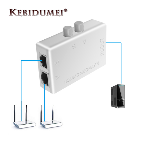 Kebidumei Mini 2 Port RJ45 RJ-45 Network Switch Ethernet Network Box Switcher Dual 2 Way Port Manual Sharing Switch Adapter HUB ► Photo 1/6