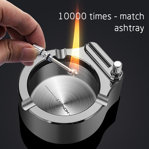 Retro Metal Ashtray Ten Thousand Match Lighter Windproof Kerosene Flint Fire Starter Lighter Desk Decorations Gadgets For Men ► Photo 1/6