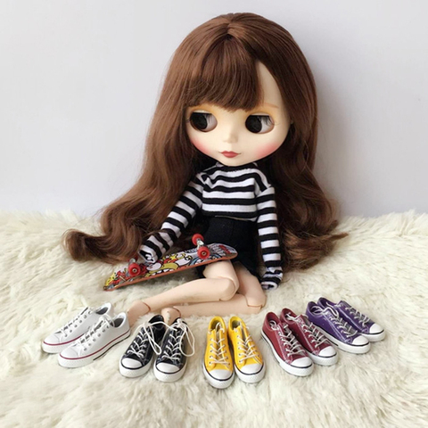 1/6 Casual Canvas Shoes Sneakers for BJD Doll Accessories 4.5cm Sneakers Blyth Doll Shoes 1/6 bjd Doll shoes ► Photo 1/6