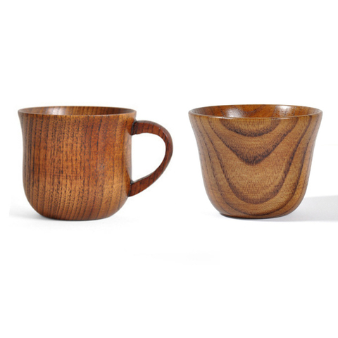 Primitive Handmade Natural Wood Wooden Cup Breakfast Beer Milk Tea Mug -  AliExpress