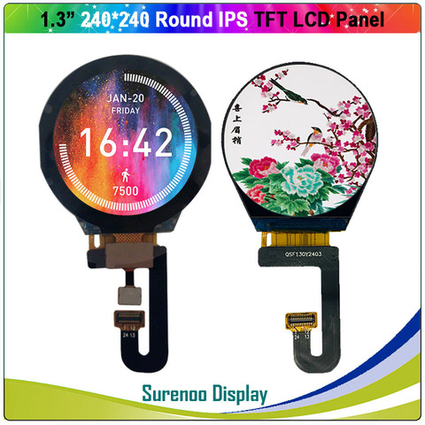 1.3 Inch Round Circle Circular 240X240 IPS Serial ST7789V TFT LCD Display Module Screen with Capacitive Touch Panel ► Photo 1/5