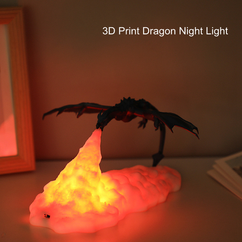 3D Print LED Fire Dragon Ice Dragon Lamps Night Light Rechargeable Soft Light For Bedroom Living Room Camping Hiking Home Decor ► Photo 1/6