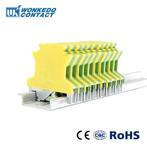 10Pcs USLKG-2.5N Din Rail Terminal Blocks Ground  Universal Connector Screw Terminal USLKG2.5 ► Photo 1/6