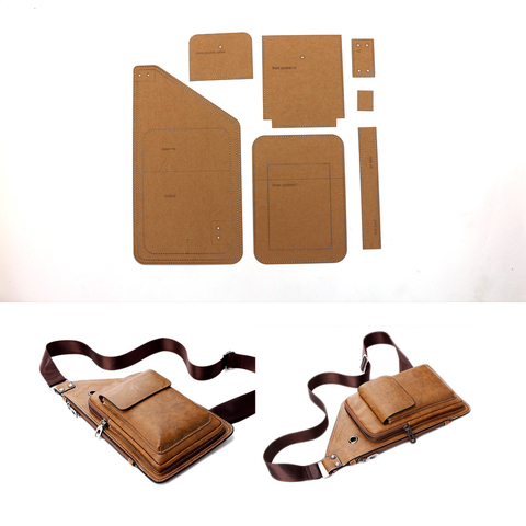 DIY leather craft men big size chest bag kraft template sewing pattern set 37x20cm ► Photo 1/6