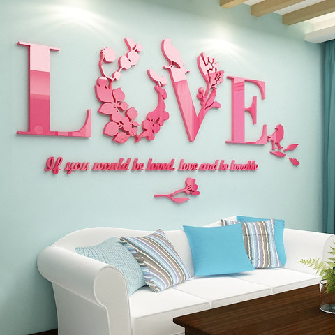 Love Acrylic 3d Stereo Wall Stickers Wall TV Background Wall Bedroom Bedside Stickers Wedding Room Layout Decorations ► Photo 1/5