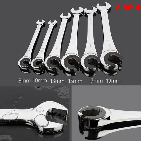 Tubing Ratchet Wrench 8-19MM Tubing Ratchet Combination Wrenches Set Skate Oil Spanners Hand Tools Gears Ring Wrench Set ► Photo 1/6