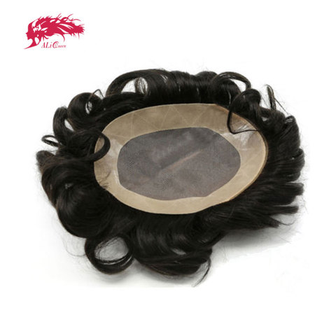Ali Queen  Hair Replacement Systems Mono Lace NPU Indian Remy Hair Toupee Mens Hair Piece wig ► Photo 1/5
