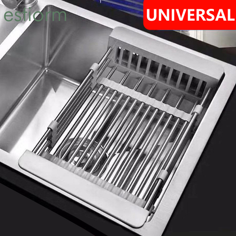 Kitchen Dish Drying Rack,Over Sink Expandable Stainless Steel Dish Rack/Drainer,Adjustable Vegetable Fruit Drain Basket For Sink ► Photo 1/6