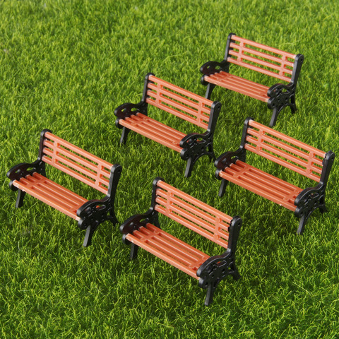 5PCS Model Park Bench 1:30 Mini Garden Ornament Miniature Park Bench Craft DIY Figurines Landscape Bench Model Garden Decor ► Photo 1/6