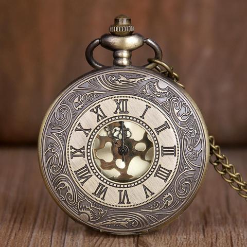 Vintage Bronze Steampunk Numerals Number Pocket Watch Quartz Necklace Pocket & Fob Watches Chain Pendant Men Women Male Clock ► Photo 1/5