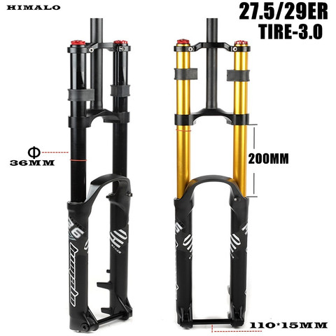 MTB Fork  Mountain Bike DH AM Suspension Air Resilience Oil Damping Rebound Adjustment 27.5 29ER 110*15MM Support 3.0IN Tire ► Photo 1/2