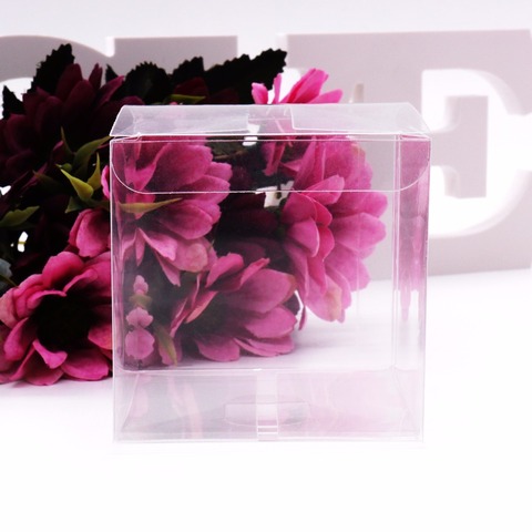 50Pcs/lot Transparent Clear Gift Candy Box Square PVC Chocolate Bags Boxes Wedding Favor Party Event Decoration caja de dulces ► Photo 1/6