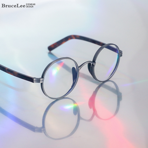 Pure Titanium Eyeglasses Frame Men Acetate leg Retro Small Round Prescription Myopia Optical Glasses Women Vintage Eyewear 2022 ► Photo 1/6