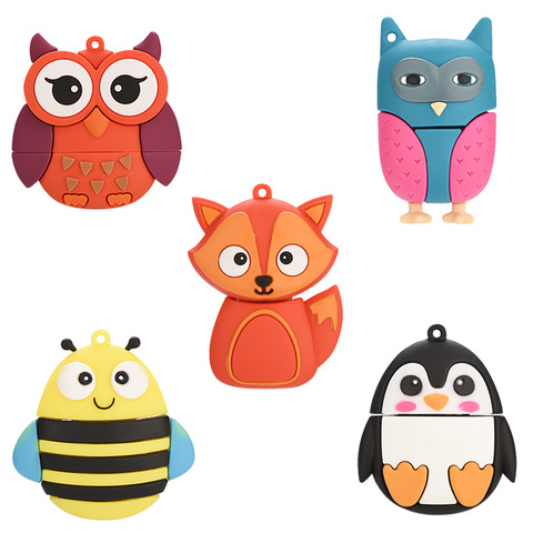 USB Flash Drive 32G Funny 64GB USB Flash Drive 4gb 8gb 16gb Memory Stick Cards Mini Pen Drive 128gb bee fox owl ► Photo 1/6