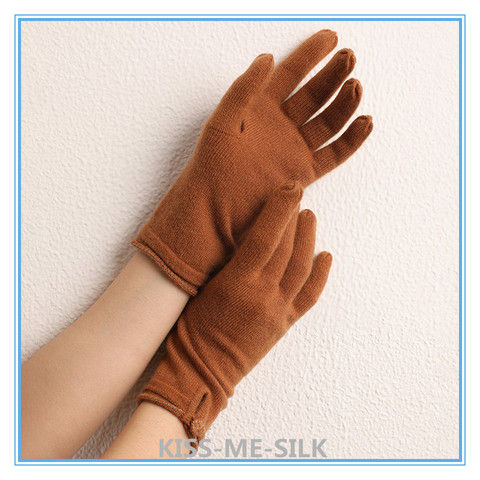 KMS Autumn Winter Knitted Cashmere solid color split finger gloves silver side buttoned gloves for Women  8.5*25CM/25G ► Photo 1/6