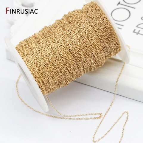 14K Real Gold Plated 1.3mm Thin Chain For DIY Jewelry Making, Wholesale Brass Chains Accessories Findings ► Photo 1/6