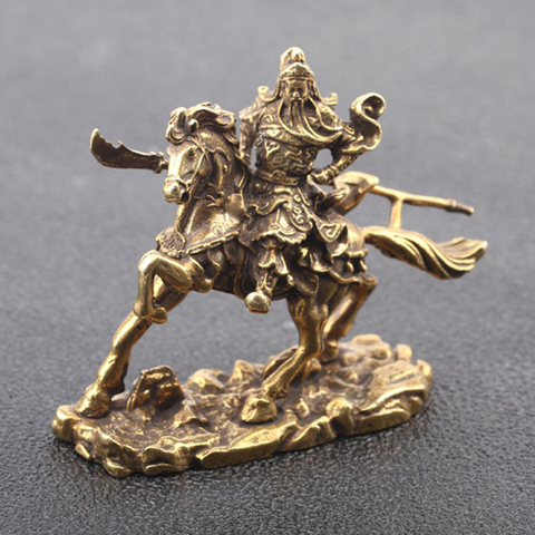 Brass Riding Guan Gong Desk Decoration Bronze God of Wealth Guan Erye Buddha Statue Copper Office Buddhism Mininature Figurines ► Photo 1/6