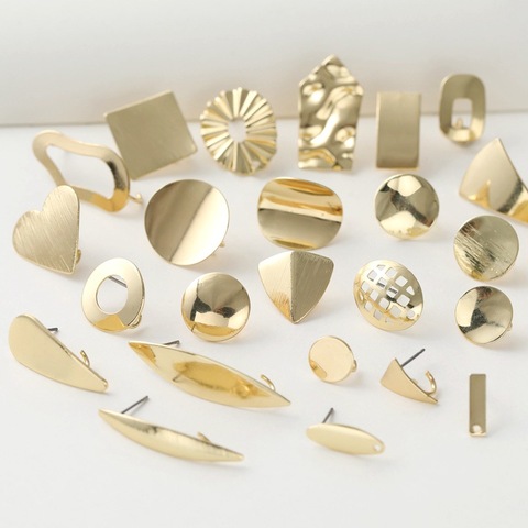 10pcs Stainless Steel Geometric Round Earring Stud Golden Flowers Earrings Base Connectors Linker Diy Jewelry Making Accessories ► Photo 1/6
