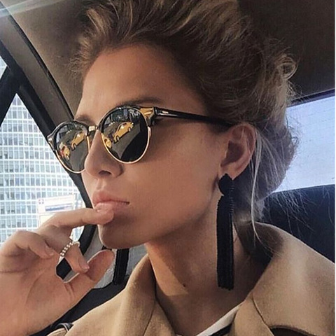 Retro Semi Rimless  Sunglasses Men Women Brand Designer Half Frame Sun Glasses Classic Vintage Oculos De Sol UV400 ► Photo 1/6