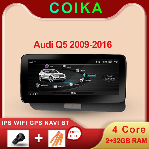 COIKA Android Auto GPS Navi Receiver For Audi Q5 2009-2017 Touch Screen Stereo BT WIFI Mirror Screen Steering Wheel Control USB ► Photo 1/1