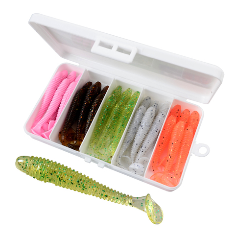 iLure 50 Pcs Fishing Soft Lures 60mm/75mm/80mm Wobblers Carp Fishing Bait Swimbait Tail Grub Lures Silicone Fishing Tackle Boxes ► Photo 1/6