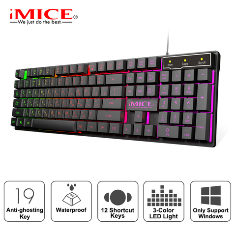 Gaming Keyboard Wired Gamer keyboards With RGB Backlit 104 Rubber Keycaps Russian Ergonomic USB Keyboard For PC Laptop ► Photo 1/6