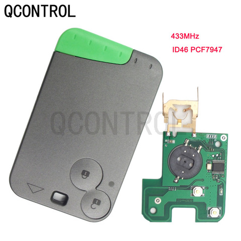 QCONTROL 2 Button Remote Card With PCF7947 Chip 433MHZ For Renault Laguna Card Grey Blade ► Photo 1/3