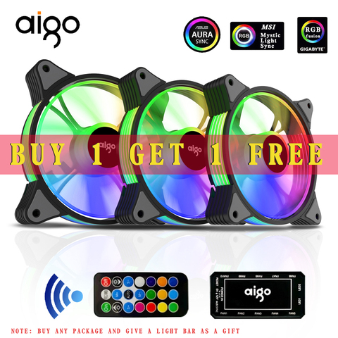 Aigo AR12 Cooler PC Cooling Fan RGB Fan 120mm Fan Cooler RGB Cooling Adjust Argb Mute IR AURA SYNC Computer Gaming Fans For PC ► Photo 1/6