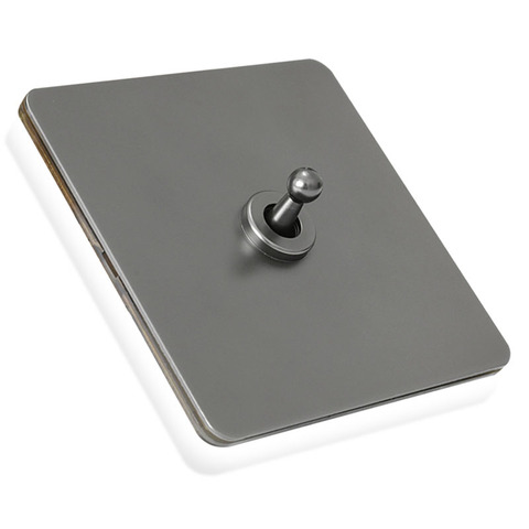 Retro Nordic Minimalist 86 Type Wall Light Toggle Switch Gray Stainless Steel Panel Metal Switch Button ► Photo 1/6
