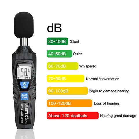 Digital Sound Level Meter Noise Volume Measuring Instrument Decibel Monitoring Tester 30-130dB Noise Measuring Instrument SL720 ► Photo 1/6