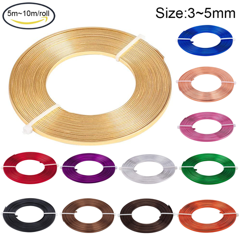 1~2 Rolls 3mm/5mm Wide Flat Jewelry Craft Wire 18 Gauge Aluminum Wire for Bezel, Sculpting, Armature, Jewelry Making,Mixed Color ► Photo 1/6