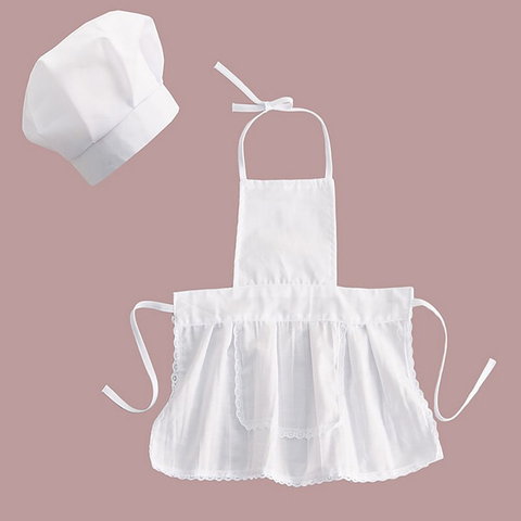 Cute Baby Chef Apron&Hat For Kids Costumes Cotton Blended Chef Baby White Cook Costume Photos Photography Prop Newborn Hat Apron ► Photo 1/6