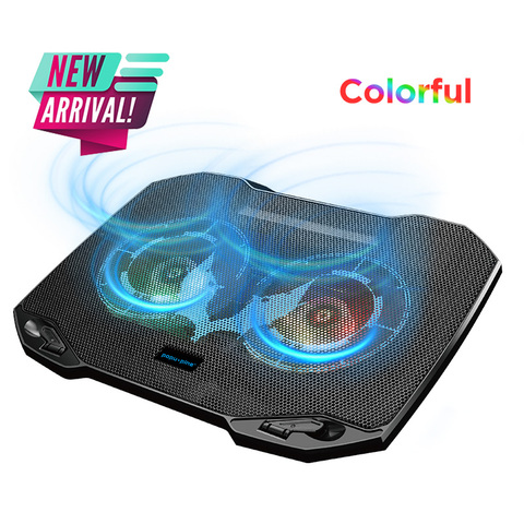 PopuPine Gaming Laptop Cooler with 2 Quiet Big Fans, RGB 7 Color Light Change Portable USB Laptop Cooling Pad 11 to 15.6 Inch ► Photo 1/6