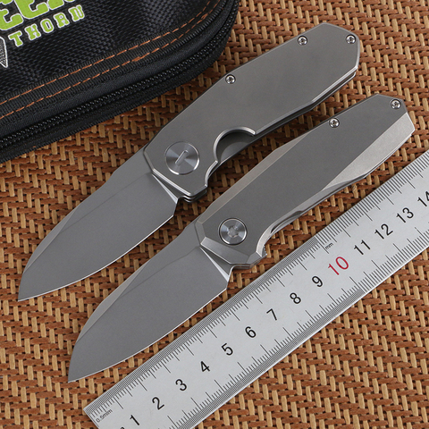 Green thorn Mouse3 turning knife D2 blade Titanium alloy handle Camping outdoor fruit knife practical folding knife EDC tool ► Photo 1/6
