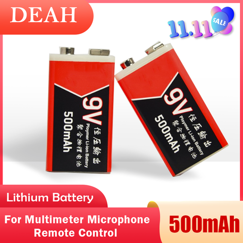 9V 500mAh usb lipo lithium rechargeable battery for Multimeter Microphone Remote Control massager ktv use 9v usb battery ► Photo 1/6