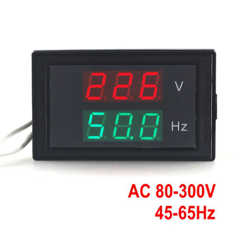 Dual Display Voltage Frequency meter AC 80-300.0V 45-65HZ Frequency Counter Voltmeter Hertz/HZ Meter With Red Led ► Photo 1/5