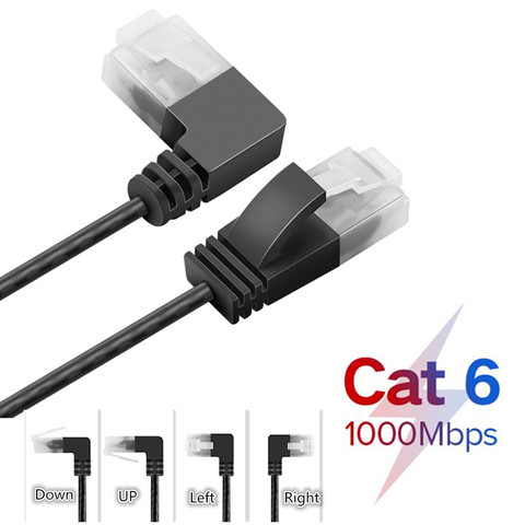 Cable Ethernet Cat6A Ultrafine Ethernet Patch Right Angle Cable - Slim RJ45 Computer XBox Networking LAN Cords 0.25m 0.5m 1m 2m ► Photo 1/6