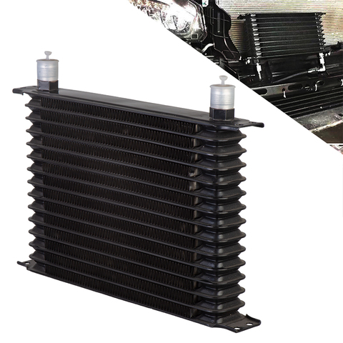 Universal 15 Rows Aluminum Auto Car Oil Cooler AN10 Engine Transmission Oil Cooler Kit Black color ► Photo 1/6